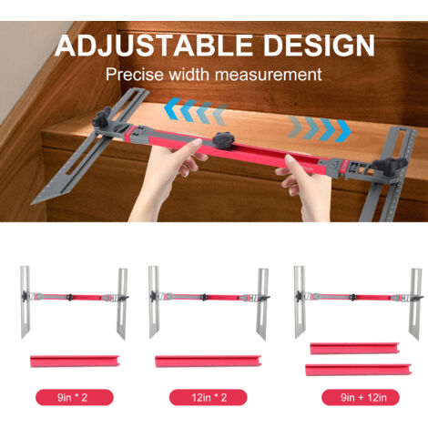Gabarit De Mesure Pour Marches D'escalier - Outil Jauge En Aluminium Rouge
