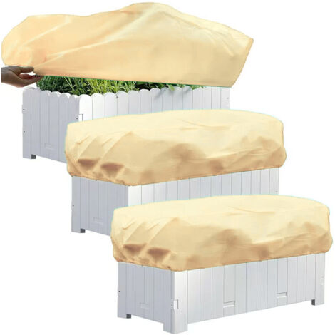 Lot de 3 housses rectangulaires pour jardinières, protection hivernale contre le gel, avec cordon de serrage, pour balcon ou rebord de fenêtre (59,1 x 15,7 x 17,7 pouces) (1/5)