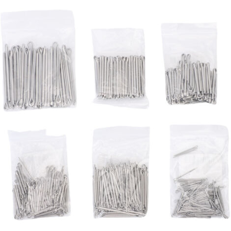 Kit de 410 goupilles fendues assorties, 6 tailles différentes, en acier au carbone zingué, pour l'automobile, les essieux, les attelages de remorque et les tracteurs. (1/5)