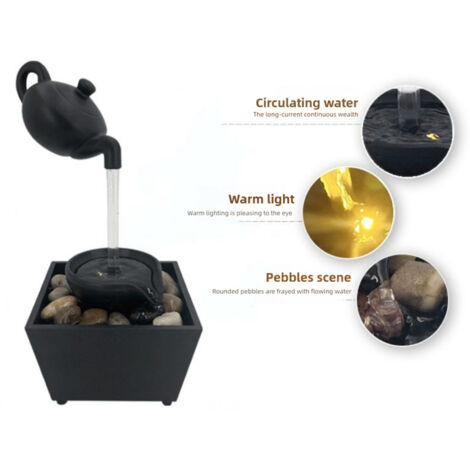 Fontaine De Bureau Intérieure En Métal Avec LED, Cascade D'Eau Courante, Décor Zen Moderne Pour Maison Bureau Chambre Or 98889452