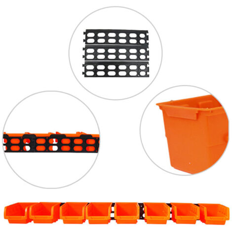Bac de rangement mural empilable avec 8 bacs et 3 rails, organisateur ...