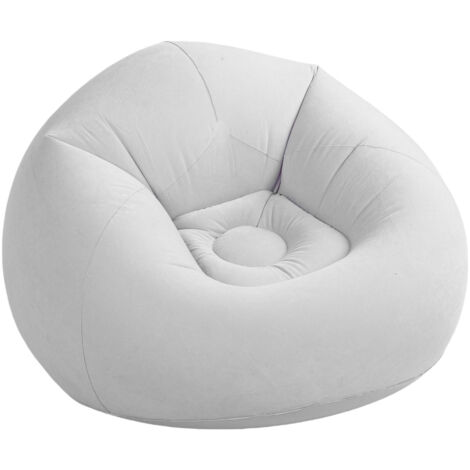 Chaise gonflable, canapé simple en PVC floqué, canapé de salon gonflable pour salon, chambre à coucher, bureau, voyage en plein air, gris clair (1/5)