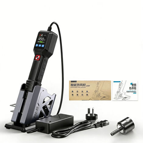 Station de soudage à air chaud 2 en 1, kit de soudage 550 W avec écran LCD, température réglable, mise en veille automatique, pour la réparation électronique, haute configuration, prise UE 220-240 V