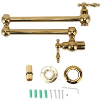 Robinet de Remplissage de Marmite, Robinet de Cuisine Mural en Cuivre Pliant Extensible Simple Robinet Froid avec Bras Oscillant à Double Articulation Robinet D'évier à Bras Oscillant(Titane)