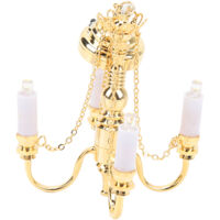 Lustre Pour Maison De Poupée, Plafonnier Miniature à 4 Têtes, Fonctionne à Piles, à L'échelle 1/12, Doré, Fonctionne à Piles, Décoration Exquise