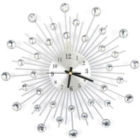 SJLERST Horloge murale en métal cloutée de diamant de luxe à la mode, décor de salon et de chambre à coucher