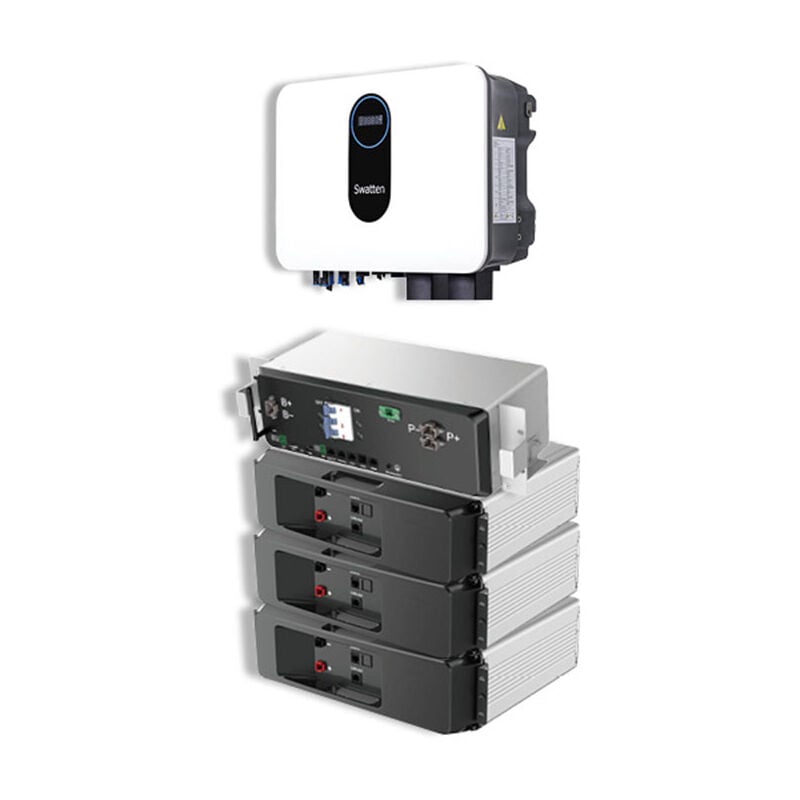 Inversor Monofásico Híbrido/Aislada Swatten 6000W con 3 Módulos de Batería 10kW     IluminaShop