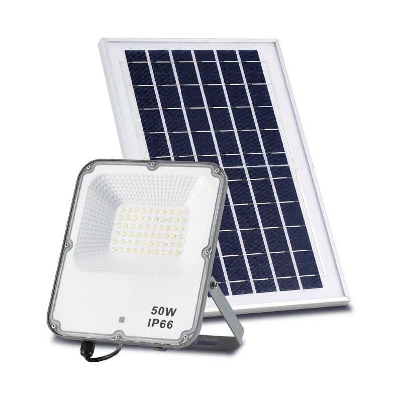 Foco Proyector Solar eco profesional 50w ip66 sensor crepuscular movimiento control remoto blanco 6000k iluminashop ledme venecia mando a distancia pilas no incluidas regulable color luz 60