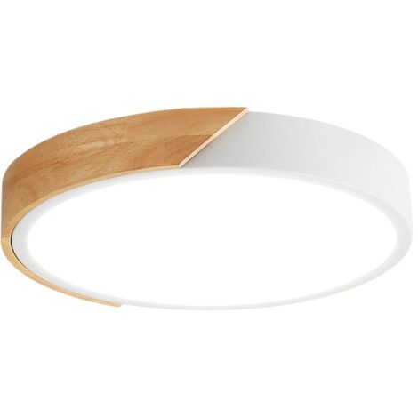 IluminaShop - Plafon LED Circular Madera Natural Regulable CCT 24W 2400LM Ø30 con Mando a Distancia 3000+4000+6000