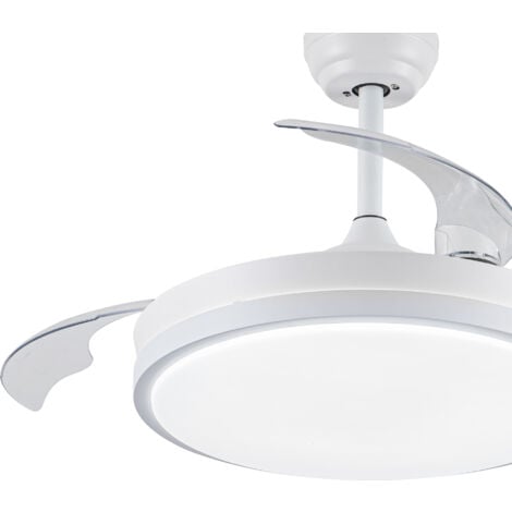 IluminaShop - Ventilador de Techo LED Herben 68W Blanco DC Ultra Silencioso con Mando a Distancia y Palas Retractiles Verano / Invierno