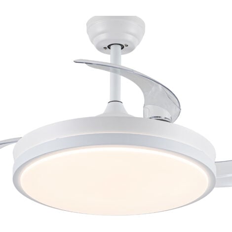 IluminaShop - Ventilador de Techo LED Herben 68W Blanco DC Ultra Silencioso con Mando a Distancia y Palas Retractiles Verano / Invierno