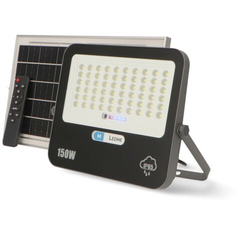 IluminaShop - Foco Proyector LED Solar 150W IP65 con Sensor Crepuscular y Control Remoto Blanco Frio 6000K (1/3)
