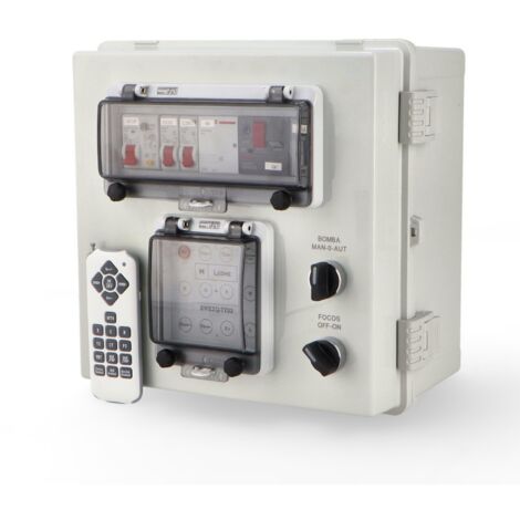IluminaShop - Cuadro Electrico Premontado para Piscina de 1 Cv con Transformador 60W AC y Controlador Incluido
