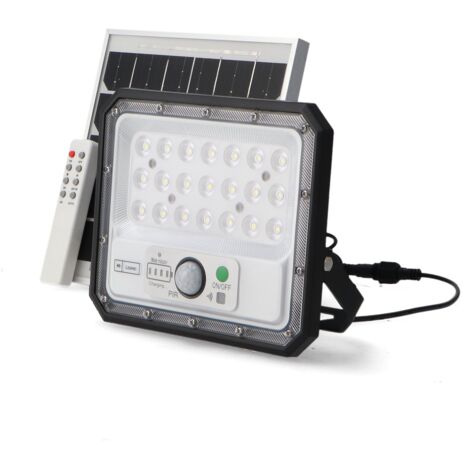 IluminaShop - Foco Proyector LED Solar 50W IP65 con Sensor Crepuscular / Movimiento con Control Remoto  Blanco Neutro 4000K
