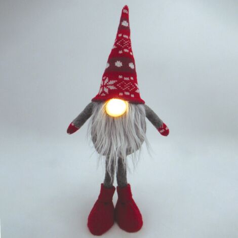 IluminaShop - Gnomo de Navidad LED de Pie 400mm Rojo y Gris 2xCR2032 (1/5)