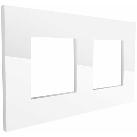 IluminaShop - Marco de Cristal Empotrable Blanco para 2 Modulos Serie Modern (1/3)
