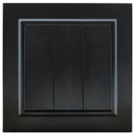 IluminaShop - Interruptor Empotrable Triple Negro Marco Incluido IP20 Serie wLine