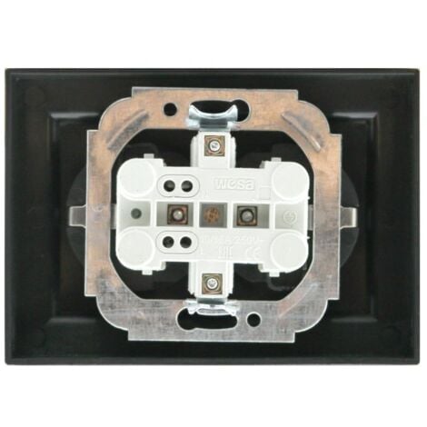 IluminaShop - Enchufe Doble Empotrable Tipo F Schuko Negro Marco Incluido IP20 Serie wLine
