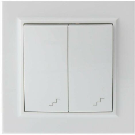 IluminaShop - Interruptor Empotrable Doble Conmutado Blanco Marco Incluido IP20 Serie wLine (1/3)