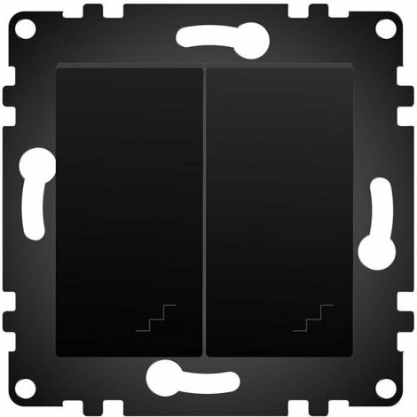 IluminaShop - Interruptor Empotrable Doble Conmutado Negro IP20 Serie wLux (1/3)