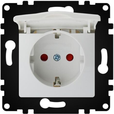 IluminaShop - Enchufe Empotrable Tipo F Schuko Blanco con Tapa 16A IP44 Serie wLux (1/3)