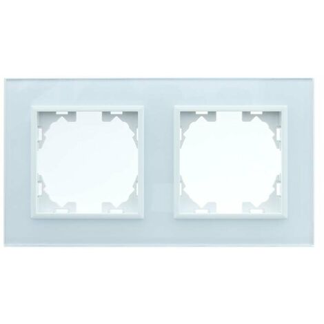 Marco de Cristal Empotrable Blanco para 2 Módulos Serie wLux  Blanco  | IluminaShop