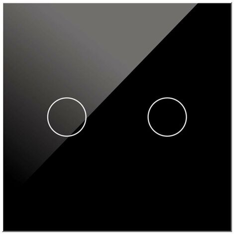 IluminaShop - Interruptor Tactil de Cristal Negro Empotrable Doble + Mecanismo