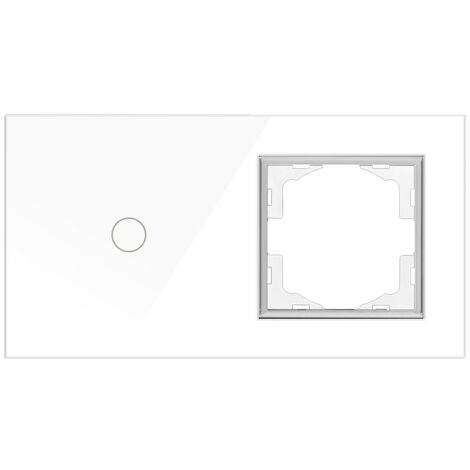 IluminaShop - Interruptor Tactil de Cristal Blanco Empotrable Simple + Mecanismo + Marco Individual (1/3)