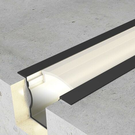 IluminaShop - Perfil de Aluminio para Empotrar con alas High Lacado Negro 12V/24V 2 metros