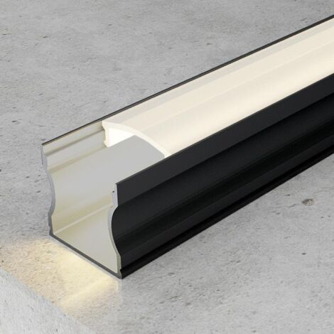 IluminaShop - Perfil de Aluminio U High para Tiras Lacado Negro 12V/24V 2 Metros