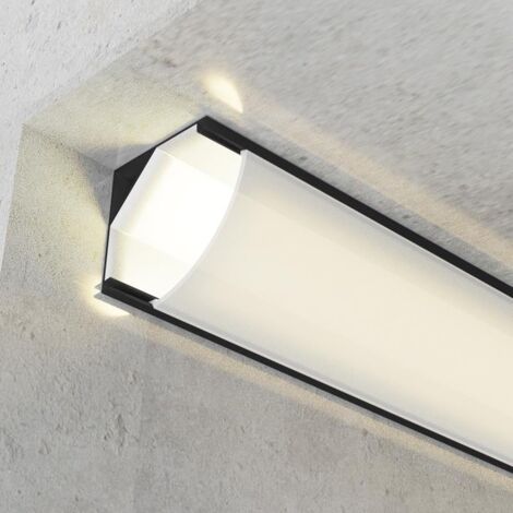IluminaShop - Perfil de aluminio L Medium para Esquinas Lacado Negro 12V/24V 2 metros