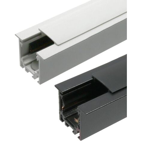 IluminaShop - Carril Monofasico Magnetico para Empotrar (2 Metros) Blanco / Negro Serie Detail Negro