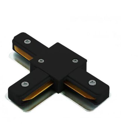 IluminaShop - Conector tipo T para Carril Monofasico Negro