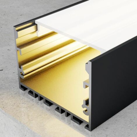 IluminaShop - Perfil de Aluminio Superficie Sixe Lacado Negro 12V/24V/220V 2 Metros – Opcional Colgante
