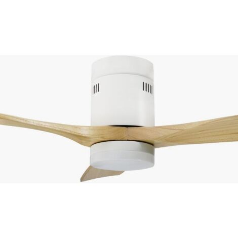 IluminaShop - Ventilador de Techo LED 58W Ø132 cm Madera Natural Blanco / Haya Motor DC 40W Silencioso + Luz 18W CCT Modo Verano / Invierno con Mando a Distancia