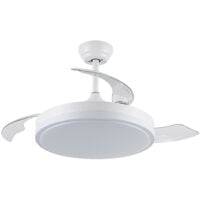 IluminaShop - Ventilador de Techo LED Herben 68W Blanco DC Ultra Silencioso con Mando a Distancia y Palas Retractiles Verano / Invierno