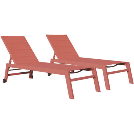 2er Set Sonnenliegen BARBADOS aus Textilene Terracotta - Aluminium Terracotta