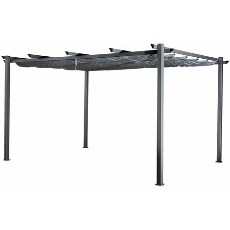 Freistehende Pergola 3 × 4m CASSIS grau - Aluminiumstruktur