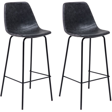 2erSet Barhockern LUCIEN im Vintage-Stil, dunkelgrau - Sitzhöhe 75cm