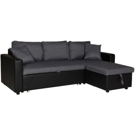 Ecksofa, umwandelbar, CLARK, 3-Sitzer, grau meliert und schwarz