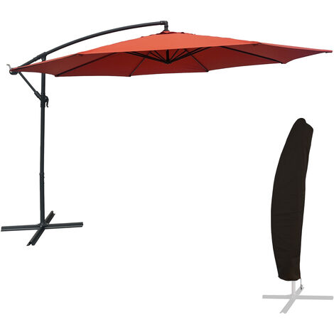 Frei stehender Sonnenschirm OAHU rund 3,50m Durchmesser terracotta + Hülle
