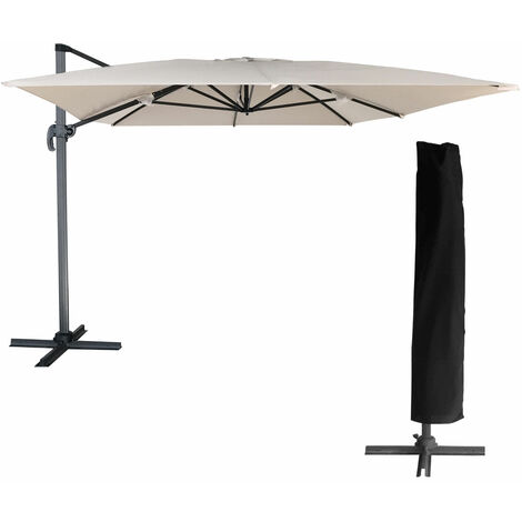 Freistehender Sonnenschirm MOLOKAI rechteckig 3x4m beige + Hülle