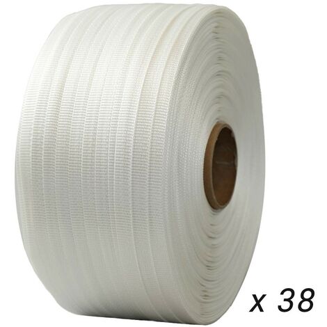 Pack Feuillard Textile 13mm X 1100m + 250 Boucles - Résistance 350kg Cerclage Palettes