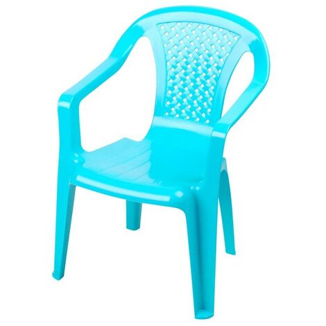 Chaise de jardin pour enfant plastique bleu empilable 52x37X37cm