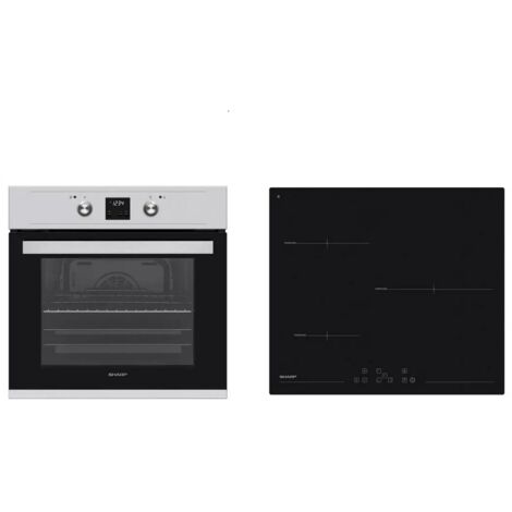 Sharp – Four pyrolyse multifonction 68L – Classe A – Nettoyage pyrolyse – Cuisinière induction inox – Largeur standard (1/5)