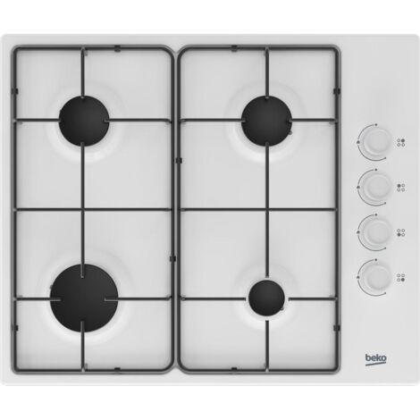 Beko – Table de cuisson gaz 4 foyers – Puissance 7900 W – Allumage électronique – Sécurité gaz – Émail blanc – Dimensions 61 x 51 cm - HIGG64123SW (1/6)