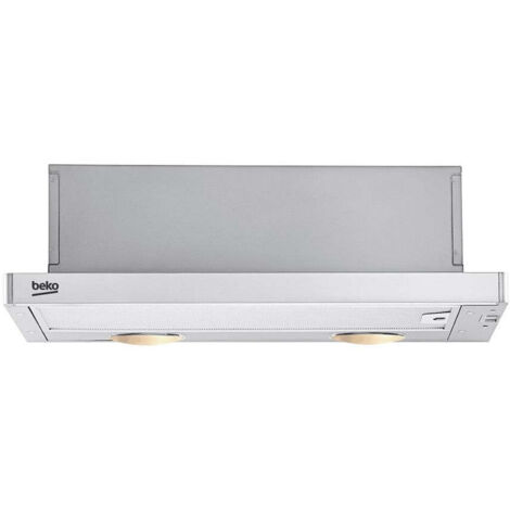 Beko – Hotte tiroir escamotable 60cm 420m³/h inox – Éclairage LED – Filtre à charbon inclus – Niveau sonore 57/69 dB – CTB6250XH