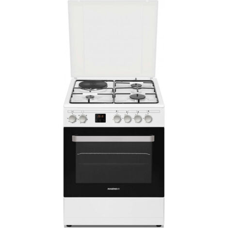 Rosieres – Cuisinière mixte 60L – 4 foyers (3 gaz + 1 électrique) – Classe A – Nettoyage catalyse – Puissance 7 050W – RGE660CMWE