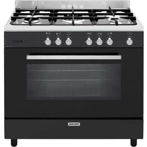Piano de cuisson gaz 90 cm – 5 foyers – Four à convection naturelle 109L – Classe A – Nettoyage catalyse – GE960CMBK2 – Glemgas