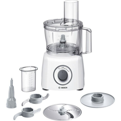 Bosch – Robot multifonction compact 800W – Capacité 2,3L – 2 vitesses + Pulse – Accessoires inclus : fouet, pétrin, mixeur, hachoir - MCM3100W